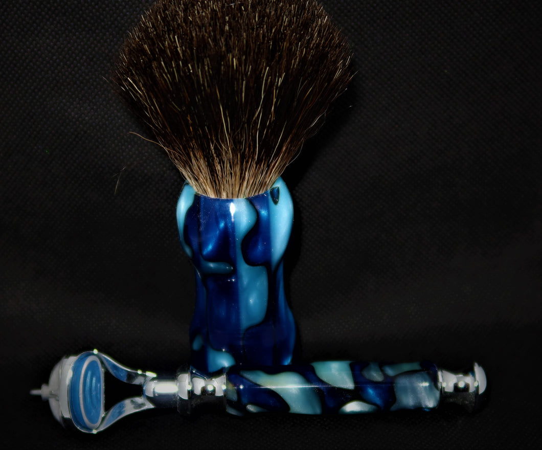 Acrylic Shaving Brush & Razor Set